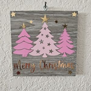 Handmade pink Merry Christmas Decorative sign ornament